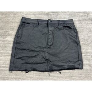 A.n.a. A New Approach Skirt Womens 18 Black High Rise Cotton Blend Pleather Look